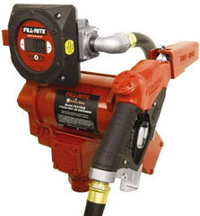 Tuthill - 35 GPM, 1" Hose Diam, AC High Flow Tank Pump with Automatic Nozzle & 900D Meter - 1-1/4" Inlet, 1" Outlet, 115/230 Volts, 18' Hose Length, 3/4 hp - Exact Tool & Supply