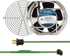 Made in USA - 115 Volts, AC, 240 CFM, Oval Tube Axial Fan Kit - 0.46 Amp Rating, Includes Fan, Fan Filter, 151mm High x 172mm Wide x 51mm Deep, Thermostatically Controlled Fan Cord - Exact Tool & Supply