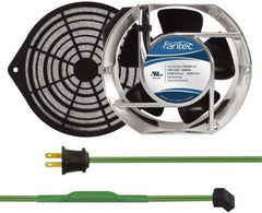 Made in USA - 115 Volts, AC, 240 CFM, Oval Tube Axial Fan Kit - 0.46 Amp Rating, Includes Fan, Fan Guard, 151mm High x 172mm Wide x 51mm Deep, Thermostatically Controlled Fan Cord - Exact Tool & Supply