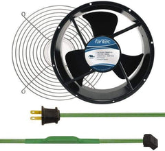 Made in USA - 115 Volts, AC, 600 CFM, Round Tube Axial Fan Kit - 0.22/0.24 Amp Rating, Includes Fan, Fan Guard, 254mm High x 254mm Wide x 89mm Deep, Thermostatically Controlled Fan Cord - Exact Tool & Supply