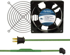 Made in USA - 115 Volts, AC, 103 CFM, Square Tube Axial Fan Kit - 0.26 Amp Rating, 120mm High x 120mm Wide x 38.5mm Deep, Includes Fan, Fan Guard, Thermostatically Controlled Fan Cord - Exact Tool & Supply