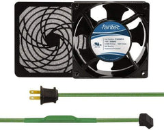 Made in USA - 115 Volts, AC, 80 CFM, Square Tube Axial Fan Kit - 0.18 Amp Rating, 120mm High x 120mm Wide x 38.5mm Deep, Includes Fan, Fan Filter, Thermostatically Controlled Fan Cord - Exact Tool & Supply