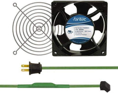 Made in USA - 115 Volts, AC, 80 CFM, Square Tube Axial Fan Kit - 0.18 Amp Rating, 120mm High x 120mm Wide x 38.5mm Deep, Includes Fan, Fan Guard, Thermostatically Controlled Fan Cord - Exact Tool & Supply