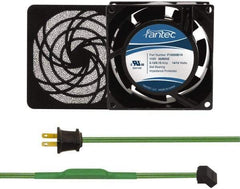 Made in USA - 115 Volts, AC, 31 CFM, Square Tube Axial Fan Kit - 0.18 Amp Rating, 3.15" High x 3" Wide x 38.5mm Deep, Includes Fan, Fan Filter, Thermostatically Controlled Fan Cord - Exact Tool & Supply