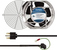 Made in USA - 230 Volts, AC, 240 CFM, Oval Tube Axial Fan Kit - 0.12/0.16 Amp Rating, 151mm High x 172mm Wide x 51mm Deep, Includes Fan, Fan Guard, Fan Cord - Exact Tool & Supply