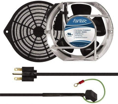 Made in USA - 230 Volts, AC, 240 CFM, Oval Tube Axial Fan Kit - 0.12/0.16 Amp Rating, 151mm High x 172mm Wide x 51mm Deep, Includes Fan, Fan Filter, Fan Cord - Exact Tool & Supply