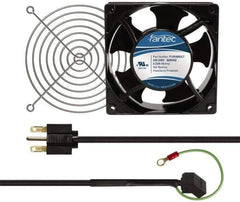 Made in USA - 230 Volts, AC, 80 CFM, Square Tube Axial Fan Kit - 0.07/0.06 Amp Rating, 120mm High x 120mm Wide x 38.5mm Deep, Includes Fan, Fan Filter, Fan Cord - Exact Tool & Supply