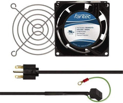 Made in USA - 230 Volts, AC, 32 CFM, Square Tube Axial Fan Kit - 0.06/0.05 Amp Rating, 3.15" High x 3" Wide x 38.5mm Deep, Includes Fan, Fan Filter, Fan Cord - Exact Tool & Supply
