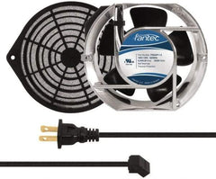 Made in USA - 115 Volts, AC, 240 CFM, Oval Tube Axial Fan Kit - 0.46 Amp Rating, 151mm High x 172mm Wide x 51mm Deep, Includes Fan, Fan Guard, Fan Cord - Exact Tool & Supply