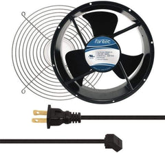 Made in USA - 115 Volts, AC, 600 CFM, Round Tube Axial Fan Kit - 0.22/0.24 Amp Rating, 254mm High x 254mm Wide x 89mm Deep, Includes Fan, Fan Guard, Fan Cord - Exact Tool & Supply