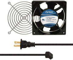 Value Collection - 115 Volts, AC, 103 CFM, Square Tube Axial Fan Kit - 0.26 Amp Rating, 120mm High x 120mm Wide x 38.5mm Deep, Includes Fan, Fan Guard, Fan Cord - Exact Tool & Supply