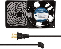 Made in USA - 115 Volts, AC, 80 CFM, Square Tube Axial Fan Kit - 0.18 Amp Rating, 120mm High x 120mm Wide x 38.5mm Deep, Includes Fan, Fan Filter, Fan Cord - Exact Tool & Supply