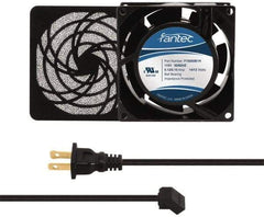 Made in USA - 115 Volts, AC, 31 CFM, Square Tube Axial Fan Kit - 0.18 Amp Rating, 3.15" High x 3" Wide x 38.5mm Deep, Includes Fan, Fan Filter, Fan Cord - Exact Tool & Supply