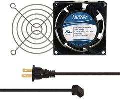 Made in USA - 115 Volts, AC, 31 CFM, Square Tube Axial Fan Kit - 0.18 Amp Rating, 3.15" High x 3" Wide x 38.5mm Deep, Includes Fan, Fan Guard, Fan Cord - Exact Tool & Supply