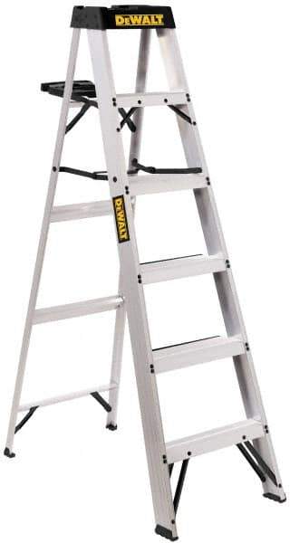 DeWALT - 7 Steps, 8' High, Type IA Rating, Aluminum Step Ladder - 300 Lb Capacity, 24-5/8" Base Width - Exact Tool & Supply