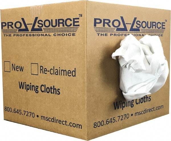 PRO-SOURCE - Cotton Reclaimed Rags - White, Sheeting, Lint Free, 10 Lbs. at 3 to 5 per Pound, Box - Exact Tool & Supply