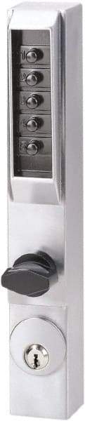 Kaba Access - 1-3/4" Door Thickness, Satin Chrome Pushbutton Knob Lockset - 1 Code, Zamak3, No Cylinder - Exact Tool & Supply