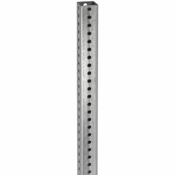 TAPCO - 8' High, Galvanized Traffic Sign Post - Steel, 7/16" Hole Diam, Silver - Exact Tool & Supply