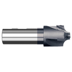 0.3120″ (5/16″) Radius × 0.4060″ (13/32″) Pilot Diameter Carbide Tipped 5° Flare Corner Rounding End Mill, 3 Flutes, AlTiN Coated - Exact Tool & Supply
