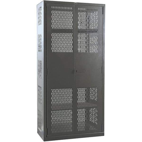 Hallowell - 4 Shelf Locking Storage Cabinet - Steel, 48" Wide x 24" Deep x 78" High, Gray - Exact Tool & Supply