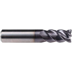 Emuge - 16mm Diam, 40mm LOC, 4 Flute Solid Carbide Roughing & Finishing End Mill - TiAlN Finish, 92mm OAL, 16mm Shank Diam, Cylindrical Shank, 50° Helix, Centercutting, Long Length - Exact Tool & Supply