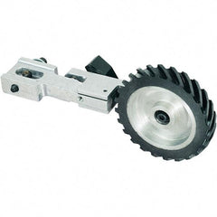 Dynabrade - 5/8" Wide Electric Versatility Belt Grinder Contact Arm - 72" Belt Length x 1" Belt Width, Serrated, Rubber, 40" Contact Wheel Diam - Exact Tool & Supply