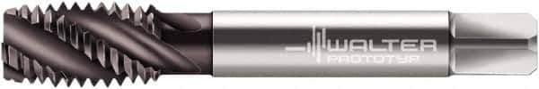 Walter-Titex - 7/16-20 UNF 3 Flute 3B Modified Bottoming Spiral Flute Tap - Cobalt, Oxide Finish, 3-5/32" OAL, Right Hand Flute, Right Hand Thread, Series A23553 - Exact Tool & Supply