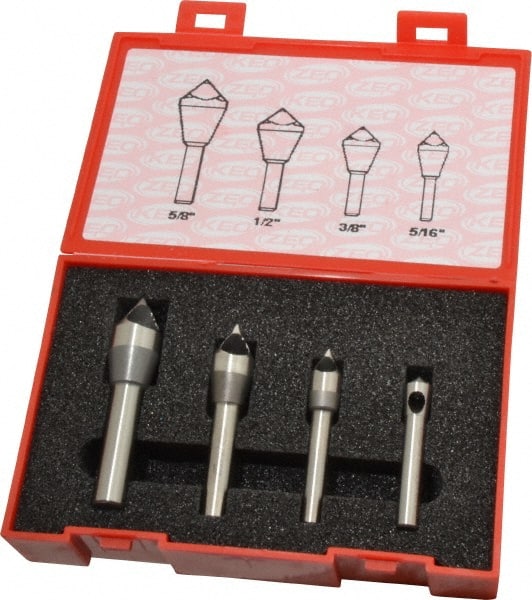 Keo - 4 Piece, 5/16 to 5/8" Head Diam, 60° Included Angle, Single End Countersink Set - Exact Tool & Supply