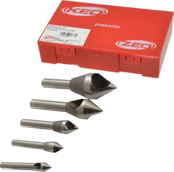 Keo - 5 Piece, 5/16 to 1" Head Diam, 60° Included Angle, Single End Countersink Set - Exact Tool & Supply