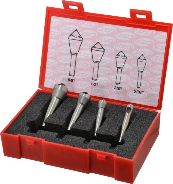 Keo - 4 Piece, 5/16 to 5/8" Head Diam, 100° Included Angle, Single End Countersink Set - Exact Tool & Supply