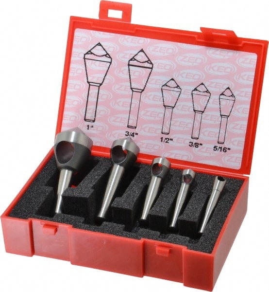 Keo - 5 Piece, 5/16 to 1" Head Diam, 100° Included Angle, Single End Countersink Set - Exact Tool & Supply