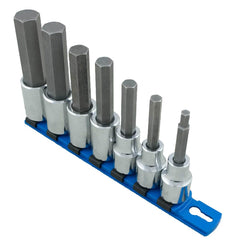 Martin Tools - Hex & Torx Bit Socket Sets; Type: Hex Bit Socket Set ; Drive Size: 1/2 ; Minimum Set Hex Size (Inch): 1/4 ; Measurement Type: Hex; Inch ; 1/2 Drive Sizes: 1/4, 5/16, 3/8, 7/16, 1/2, 9/16, 5/8 ; Container Type: Rail - Exact Tool & Supply