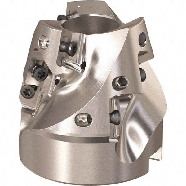Seco - 51.5mm Cut Diam, 22mm Arbor Hole, 31mm Max Depth of Cut, 75° Indexable Chamfer & Angle Face Mill - 9 Inserts, XO.. 1204 Insert, Right Hand Cut, 9 Flutes, Through Coolant, Series R220.49 - Exact Tool & Supply