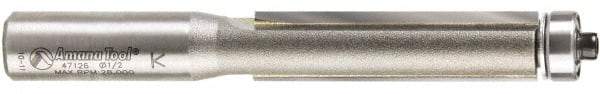 Amana Tool - 1/2" Cut Diam, 2" Length of Cut, 2 Flute Flush Trim Edge Profile Router Bit - Carbide-Tipped, 1/2" Shank Diam, 4-1/4" OAL, Uncoated - Exact Tool & Supply