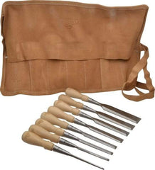 Stanley - 8 Piece Wood Chisel Set - 13-1/4" OAL, Hornbeam Wood, Sizes Included 1/8 to 1-1/4" - Exact Tool & Supply