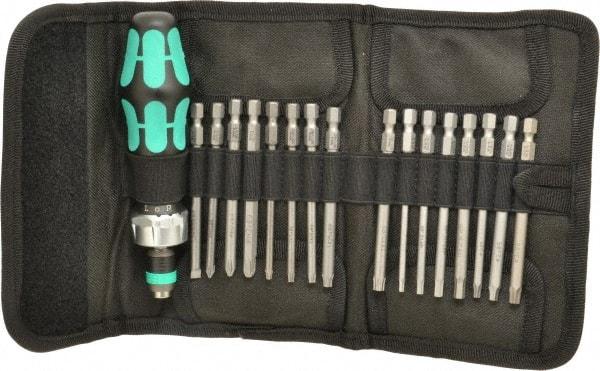 Wera - 17 Piece, Screwdriver Bit and Socket Set - #1, #2 & #3 Phillips - Exact Tool & Supply