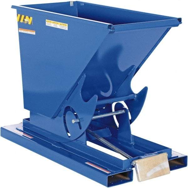 Vestil - 4,000 Lb Load Capacity, 1/4 Cu Yd, Steel Self-Dumping Hopper - 26" Wide x 51-7/8" Long x 38-1/16" High, Blue - Exact Tool & Supply
