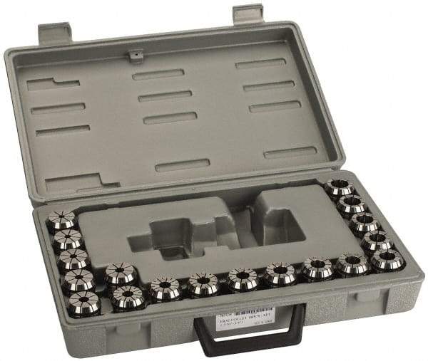 Accupro - 18 Piece, 7/32" to 3/4" Capacity, ER Collet Set - 0.02mm TIR, Series ER32 - Exact Tool & Supply