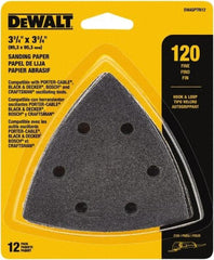DeWALT - 120 Grit, Aluminum Oxide TriangleSanding Sheet - 3-1/2" Long x 3-3/4" Wide, Fine Grade, Weighted Cloth Backing - Exact Tool & Supply
