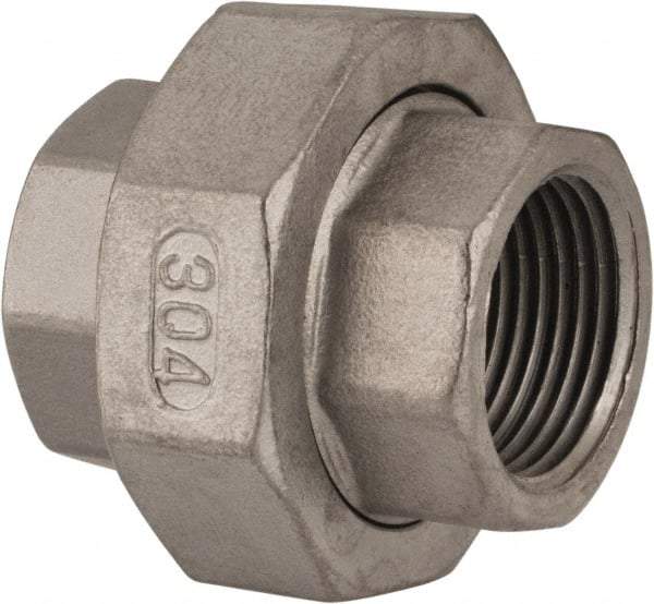 Value Collection - 3/4" Grade 304 Stainless Steel Pipe Union - FNPT x FNPT End Connections, 150 psi - Exact Tool & Supply