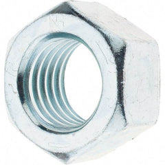 Made in USA - 1-1/8 - 7 UNC Steel Right Hand Hex Nut - 1-11/16" Across Flats, 31/32" High, Zinc Clear Finish - Exact Tool & Supply