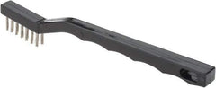 Weiler - 3 Rows x 7 Columns Stainless Steel Scratch Brush - 7-1/8" Brush Length, 7-1/8" OAL, 1/2 Trim Length, Plastic Handle - Exact Tool & Supply