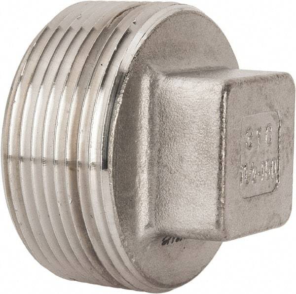 Value Collection - 1-1/2" Grade 316 Stainless Steel Pipe Square Head Plug - MNPT End Connections, 150 psi - Exact Tool & Supply