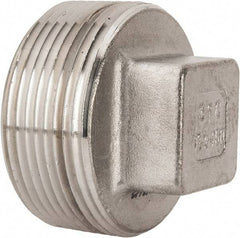 Value Collection - 1-1/2" Grade 316 Stainless Steel Pipe Square Head Plug - MNPT End Connections, 150 psi - Exact Tool & Supply