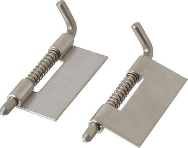 Value Collection - 7/8" Wide x 0.05" Thick, Spring Loaded Latch Hinge - Stainless Steel, Zinc Plated Finish - Exact Tool & Supply