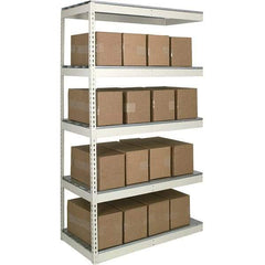 Hallowell - 5 Shelf Add-On Open Steel Shelving - 1 Lb Capacity, 72" Wide x 120" High x 36" Deep, Tan - Exact Tool & Supply