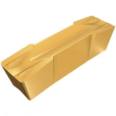 Iscar - 808GDMF Grade IC808, 8mm Cutting Width Carbide Grooving Insert - 4.8mm Max Depth of Cut, Neutral, 0.8mm Corner Radius, TiAlN Finish - Exact Tool & Supply