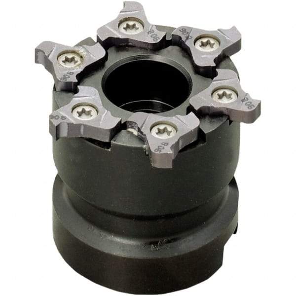 Iscar - Arbor Hole Connection, 0.157" Cutting Width, 0.189" Depth of Cut, 2-1/2" Cutter Diam, 3/4" Hole Diam, 8 Tooth Indexable Slotting Cutter - TRIB-SM Toolholder, TRI Insert, Right Hand Cutting Direction - Exact Tool & Supply