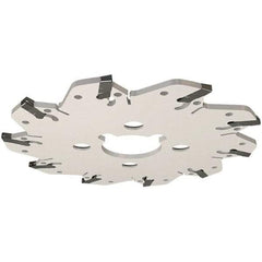 Iscar - Arbor Hole Connection, 0.132" Cutting Width, 1.14" Depth of Cut, 3.94" Cutter Diam, 1" Hole Diam, 6 Tooth Indexable Slotting Cutter - GM Toolholder, GIM, GIMY, GIP Insert, Right Hand Cutting Direction - Exact Tool & Supply