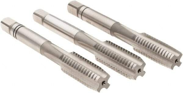Iscar - M10x1.50 Metric Coarse, 4 Flute, Bottoming, Plug & Taper, Uncoated, Uncoated Finish, High Speed Steel Tap Set - Right Hand Cut, 70mm OAL, 0.866" Thread Length, 6H Class of Fit, Series TPH - Exact Tool & Supply